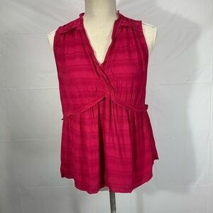 Lucky Brand Romantic Ruffle Cherry Jubilee Sleeveless Blouse Top Size M